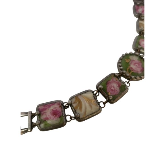 Unusual Porcelain Flower Tile Bracelet (A5650) - Picture 2 of 5